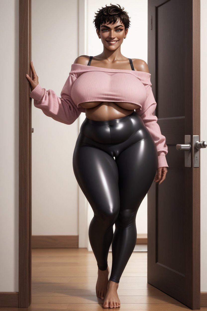 Pulling Down Leggings, Pulling Down Leggings Revealing Pussy, Black Latex LeggingsPorno IA transsexuelle