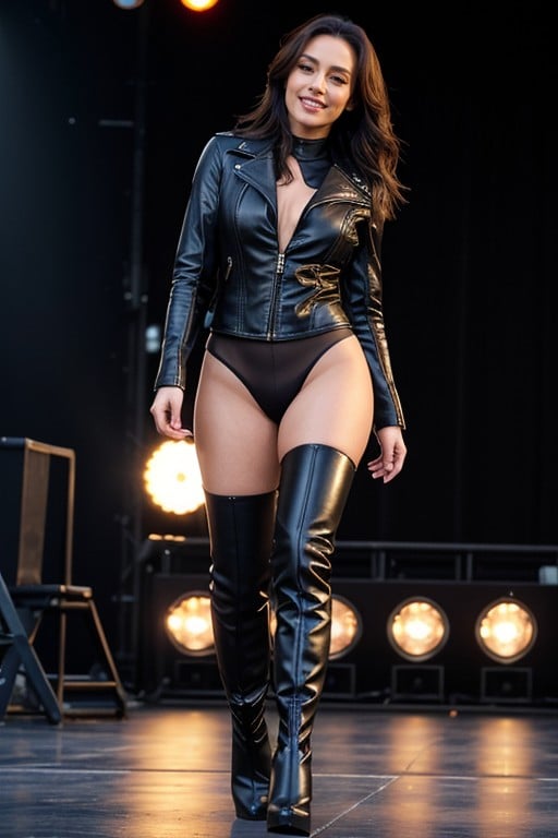 Leather Costume, On Stage, Boots Shemale AI Porn