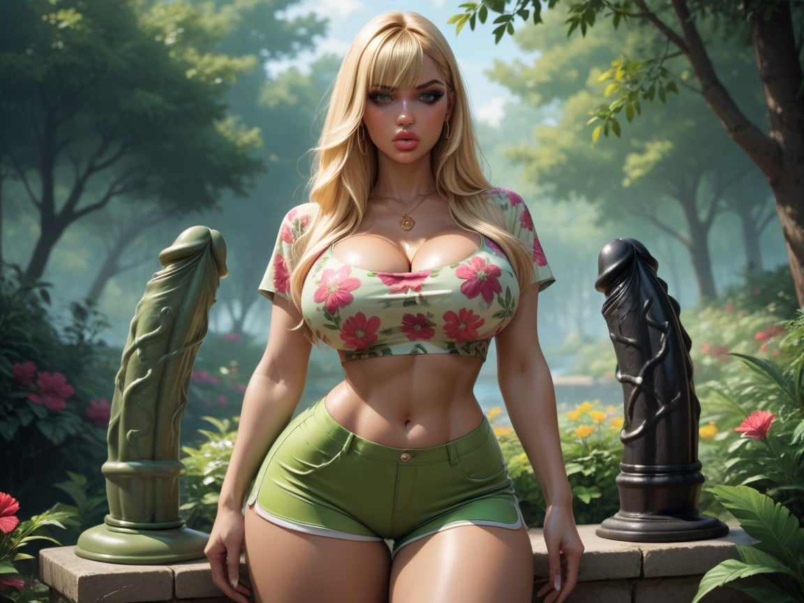 Large Ass, Lush Wilderness, Long Blonde Hair Shemale AI Porn