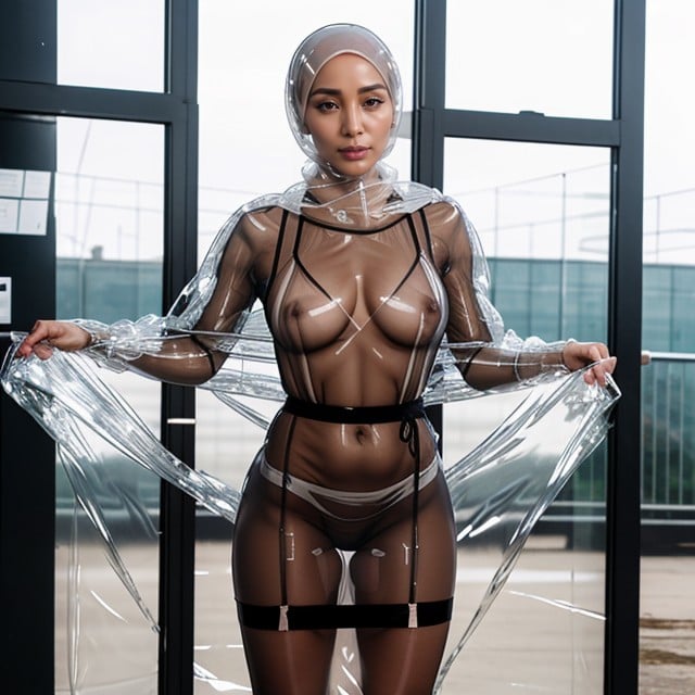 Transparent Clothing, Hijab, Muscular Shemale AI Porn