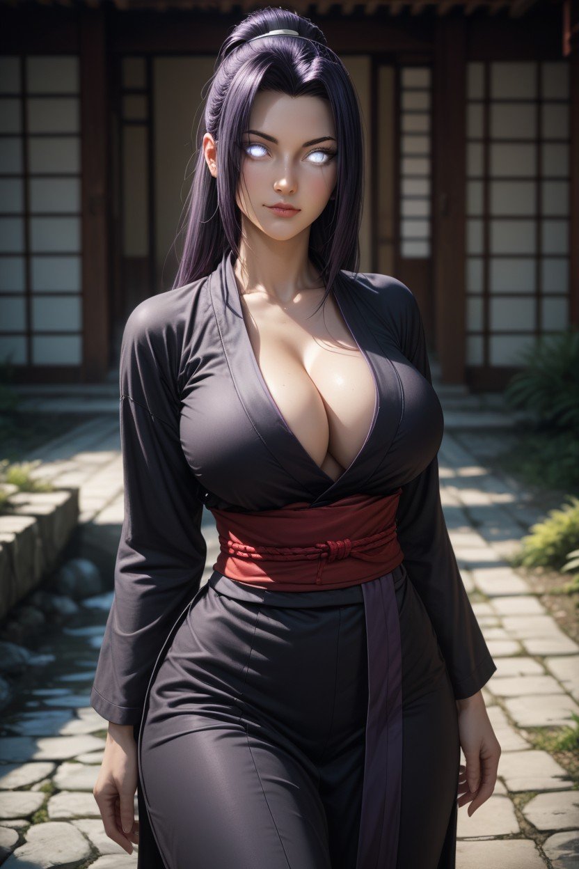 In A Ninja Household, Black Dar Violet Hair, Cleavage쉬메일 AI 포르노