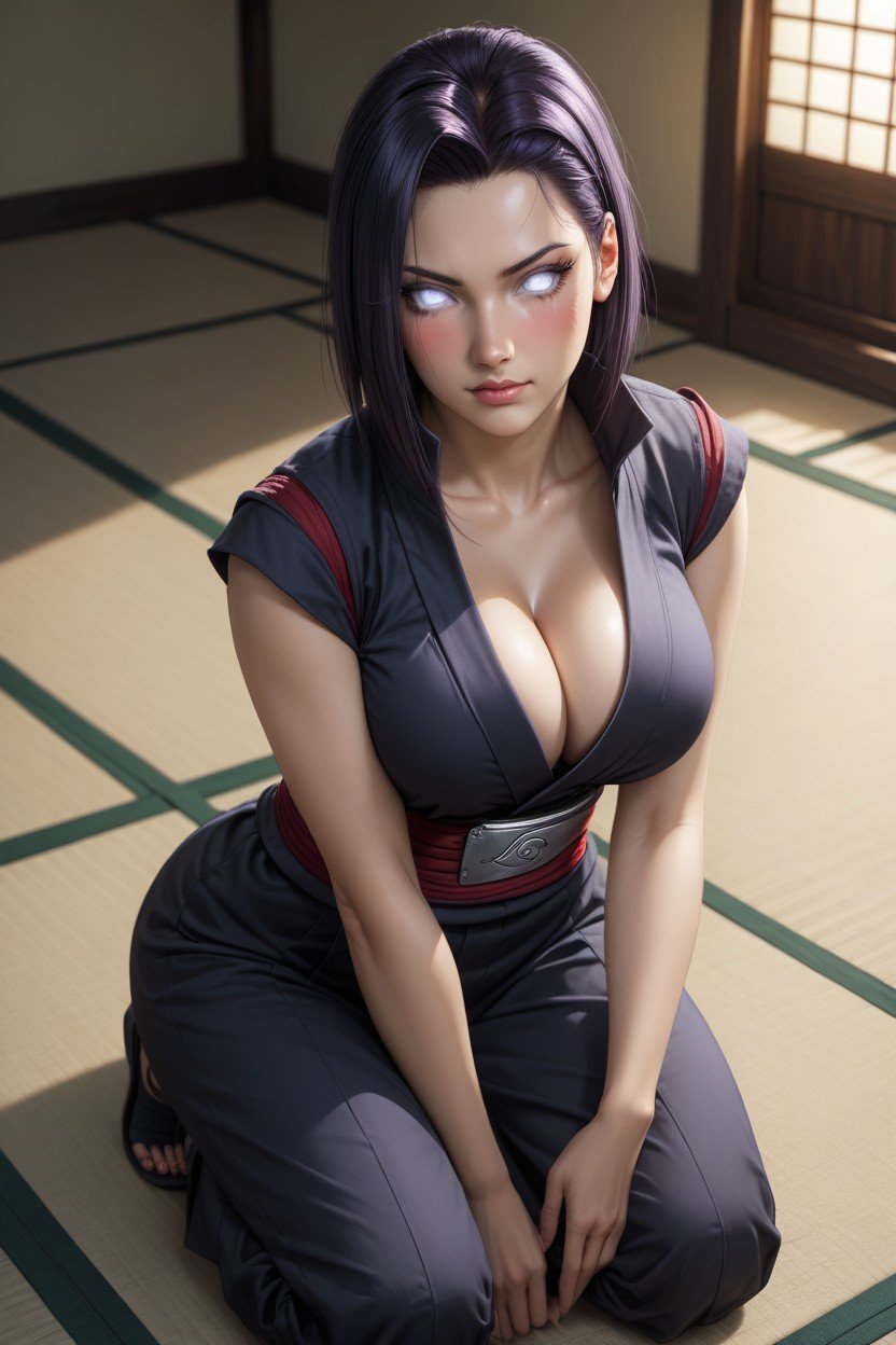 Hinata From Naruto, Kneeling, Cleavage Shemale AI Porn