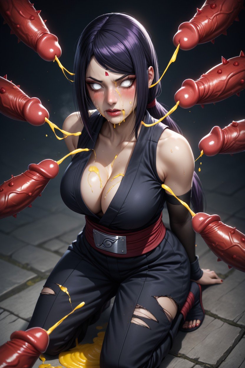 Surrounded Bybarbed Demonic Red Penises, Full Body, In A Ninja HouseholdニューハーフAIポルノ