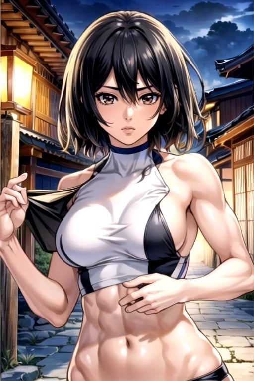 Japanese, Manga In Color, Black Hair Shemale AI Porn