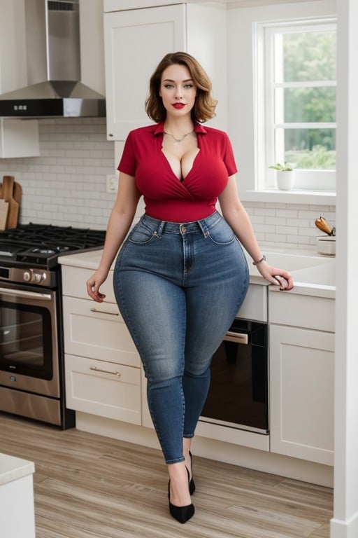 Black Tight Shirt, Thick, Extremely Large And Oversized Ass Shemale AI Porn