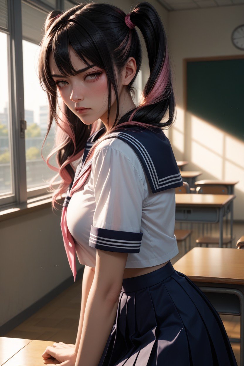 Sailor Uniform, Classroom, DemurePorno IA transsexuelle