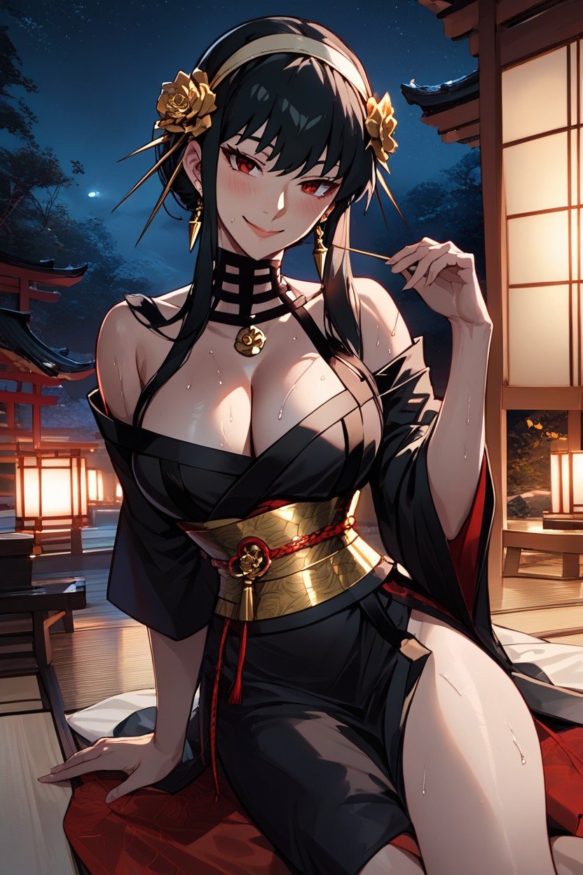 Cleavage, Japanese Shrine, Night Shemale AI Porn