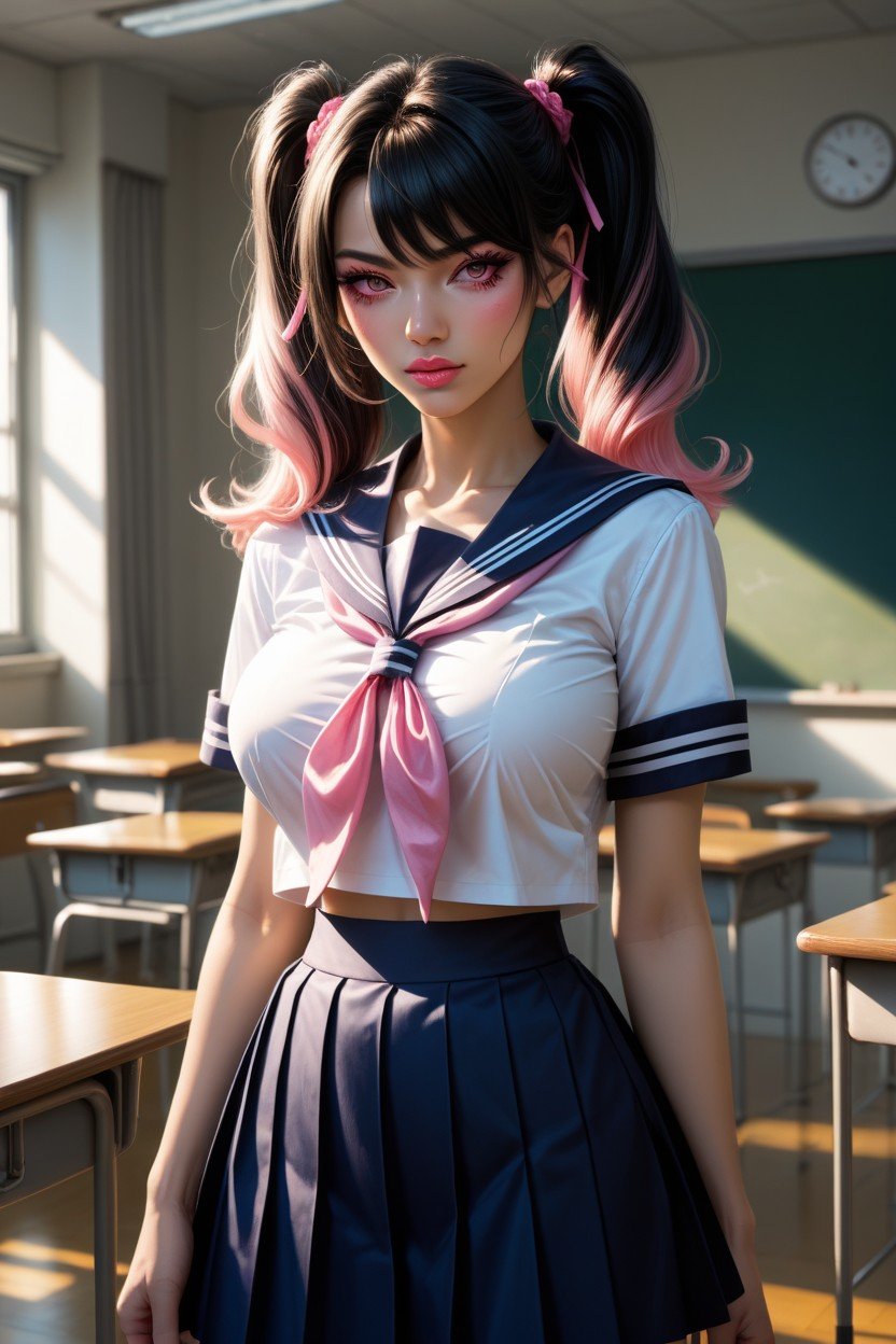 Japanese, Sailor Uniform, Evening LightingPorno IA transsexuelle