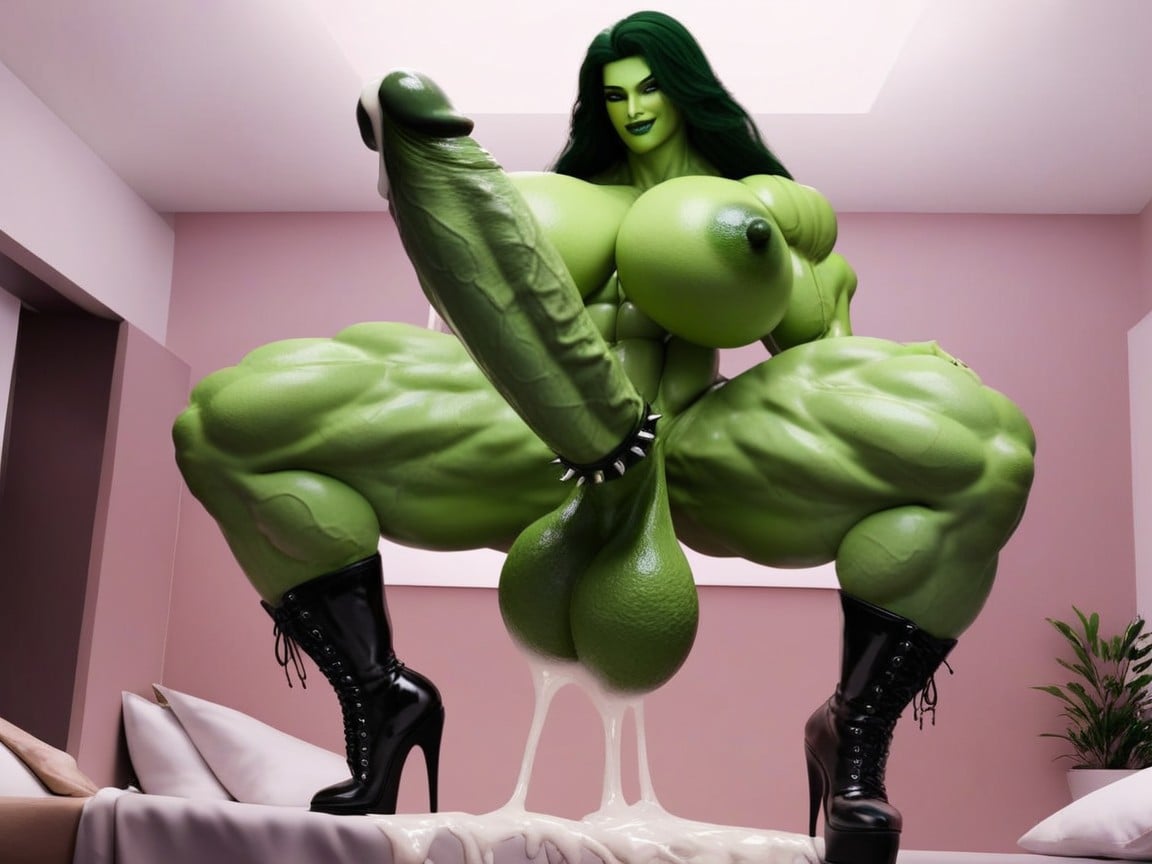 Gigantic, Futanari, Hyper Muscular쉬메일 AI 포르노