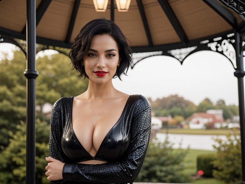 Black Hair, Gazebo, Pixie Style Shemale AI Porn