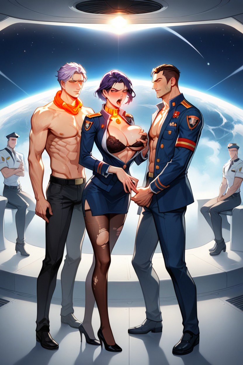 Collar Around Neck, Officers Uniform, High Tech Collar Travesti IA Pornô