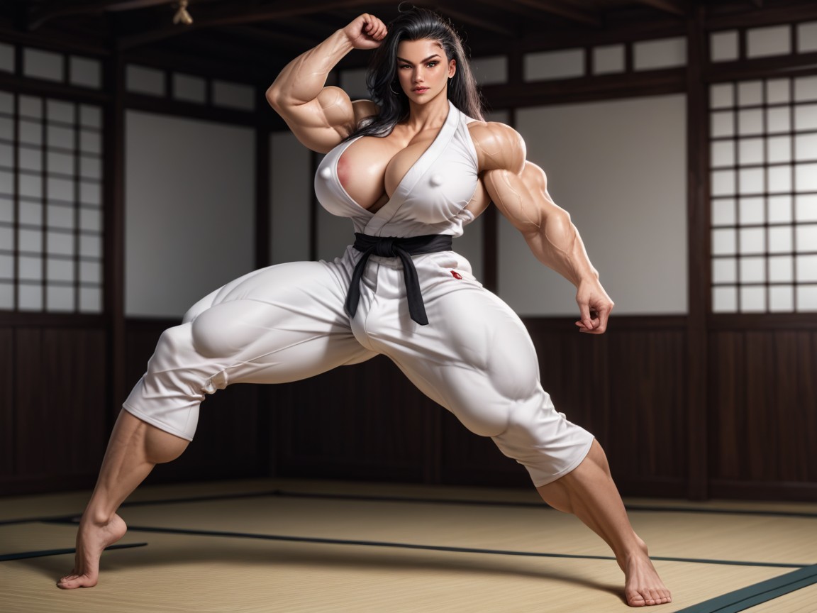 Extremely Muscular Legs, Erect Nipples, Bare Feet Shemale AI Porn