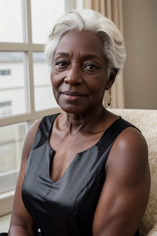 Ebony Granny, Old, Wrinkled FaceニューハーフAIポルノ