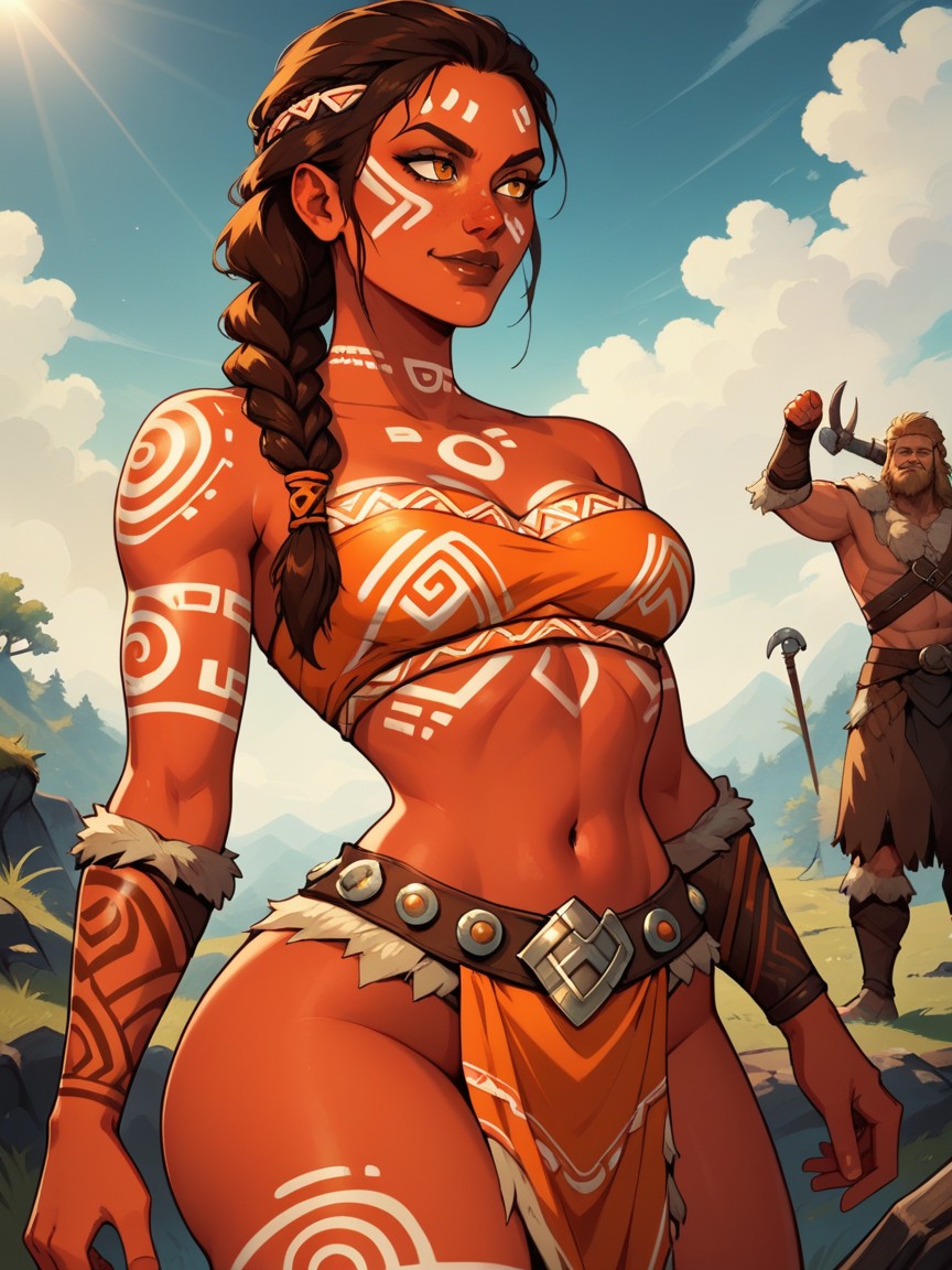 Viking Peasants In Background, Rounded Hips, Tribal Armor Hentai AI Porn