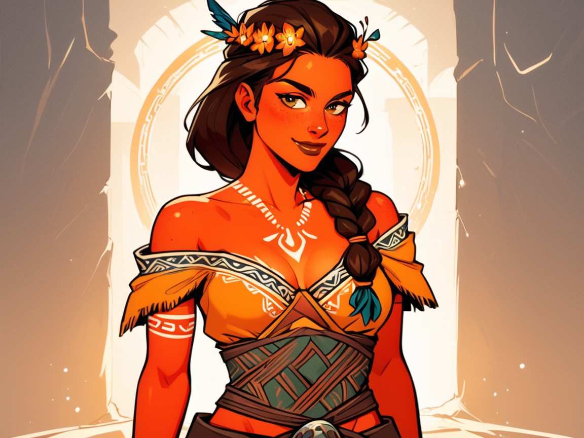 Viking Jarl, Proud Smug Face, Copper Red Skin Latina AI Porn
