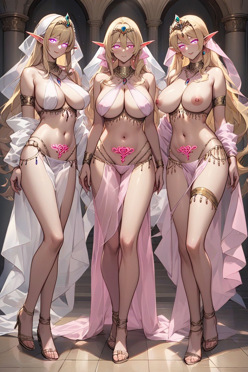 Blonde Elf In Pink Lingerie人妖AI色情