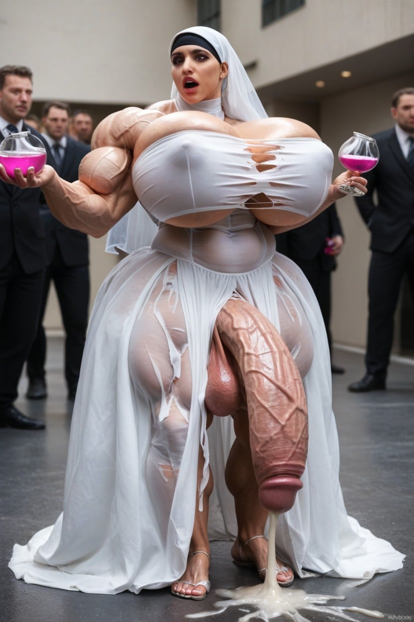Huge Testicles, Veiny Muscles, Fully Covering Clothes Shemale AI Porn