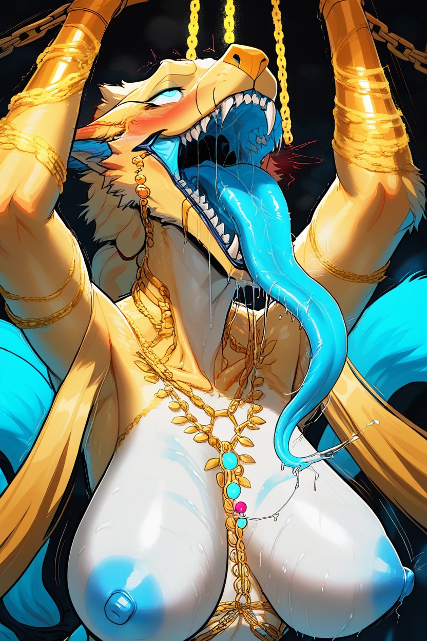 Incase Artstyle, Extremely Wide Hanging Breasts, Drool Furry AI Porn
