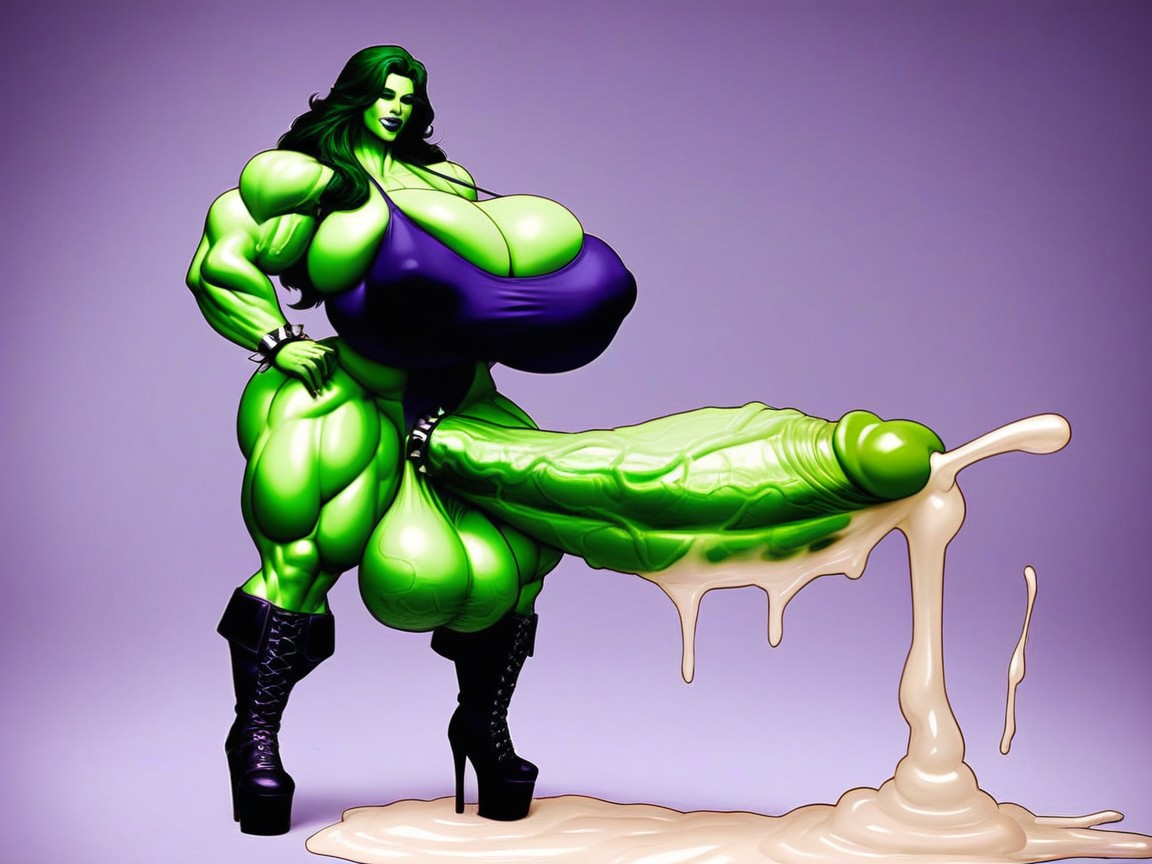 Holding Cock, Massive Monster Cock, Breast Shemale AI Porn