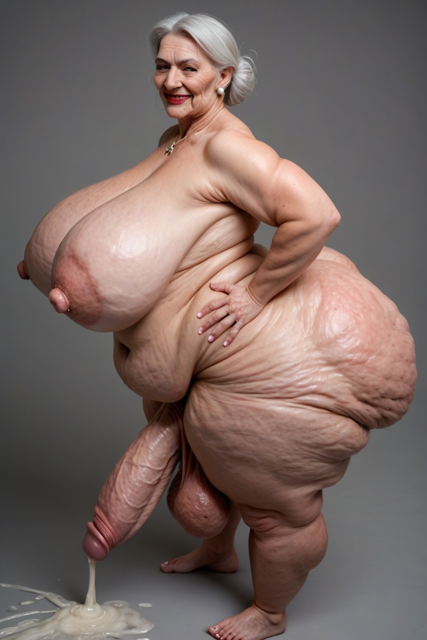 Long Erect Nipples, Erect Cock, Saggy Ass Shemale AI Porn
