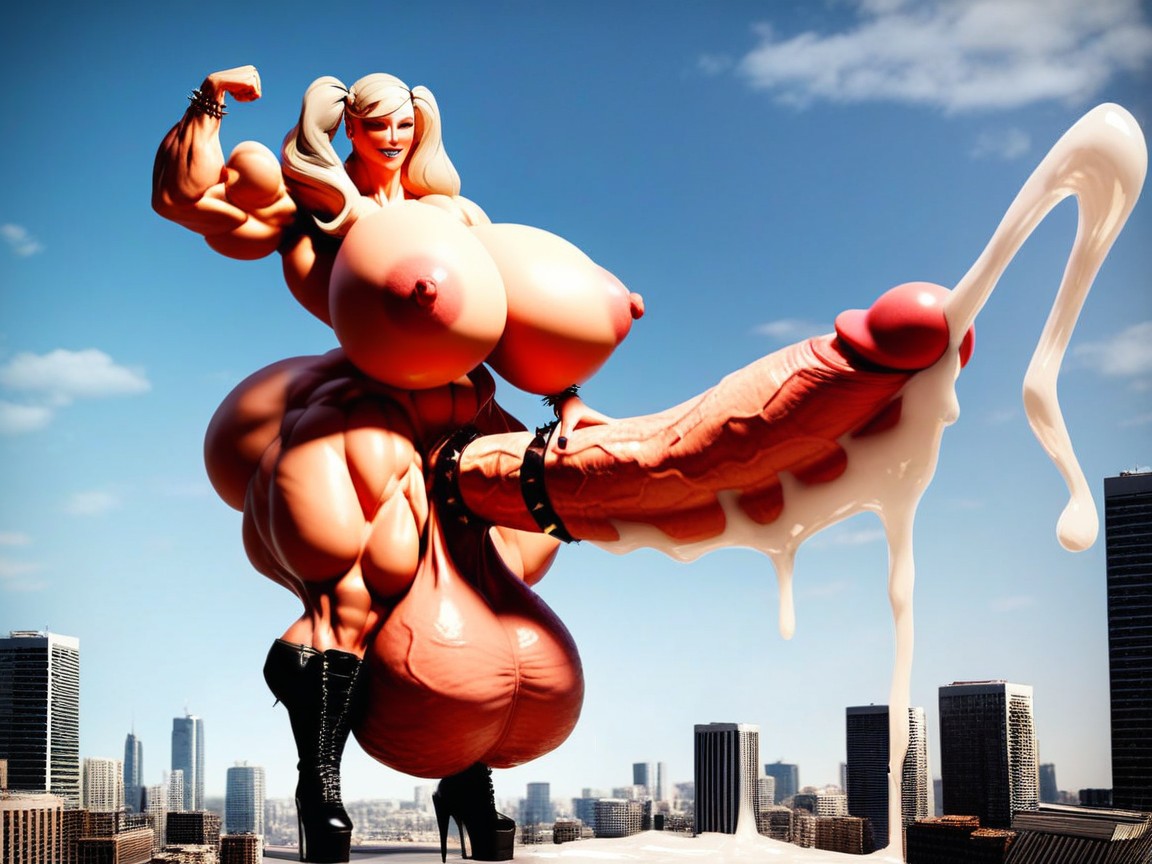 City, Knee Lengh Boots, Futanari Shemale AI Porn