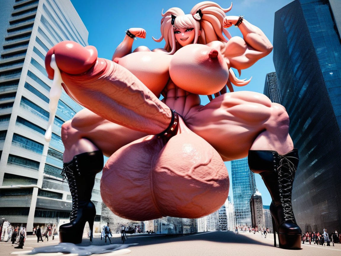 High Heels, Gigantic Cock And Gigantic Sagging Balls, Gigantic Cock Shemale AI Porn