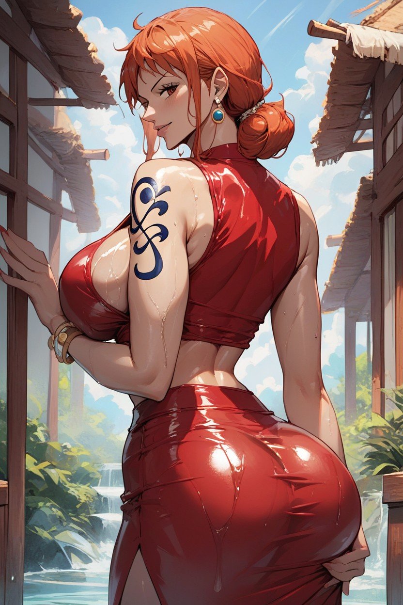 Red Top, Oiled Skin, Nami From One PiecePorno IA Hentai