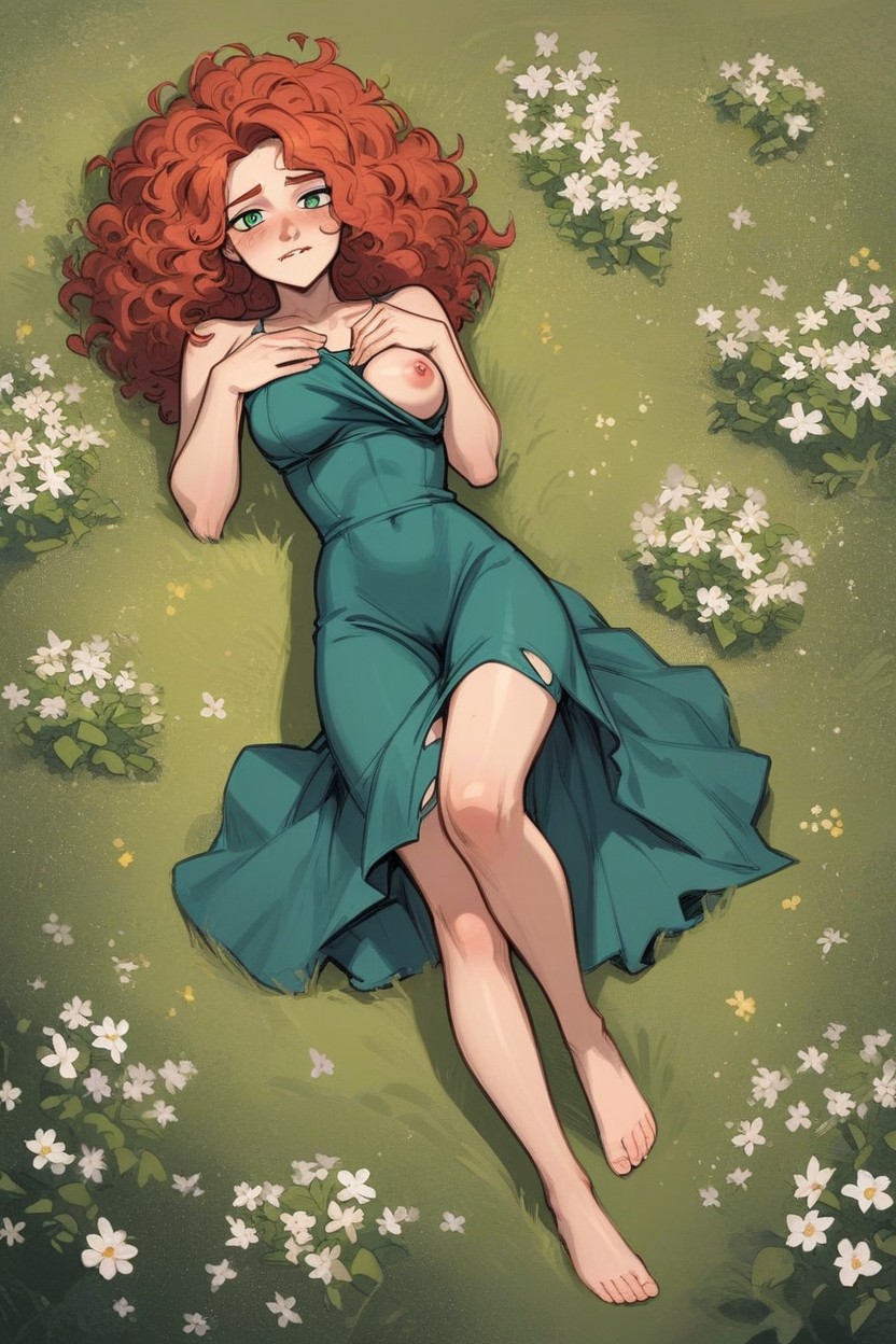 Exhausted, Red Hair, Flowers AI Porn
