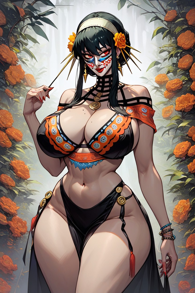 Yor Briar, Día De Los Muertos Outfit, Bimbo Body 퍼리 AI 포르노