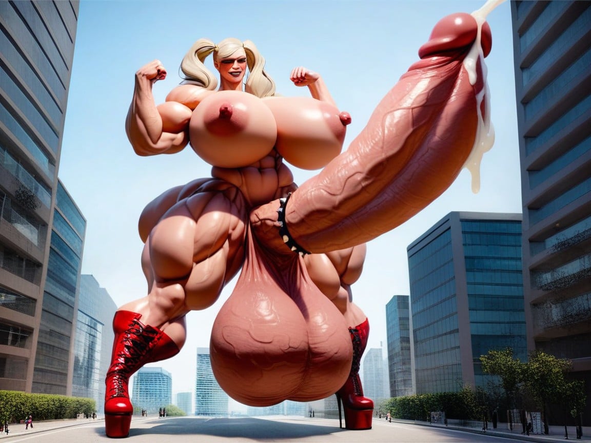 Grasping Massive Long Oversized Hyper Cock Breast, Ultra Muscular, Flexing쉬메일 AI 포르노