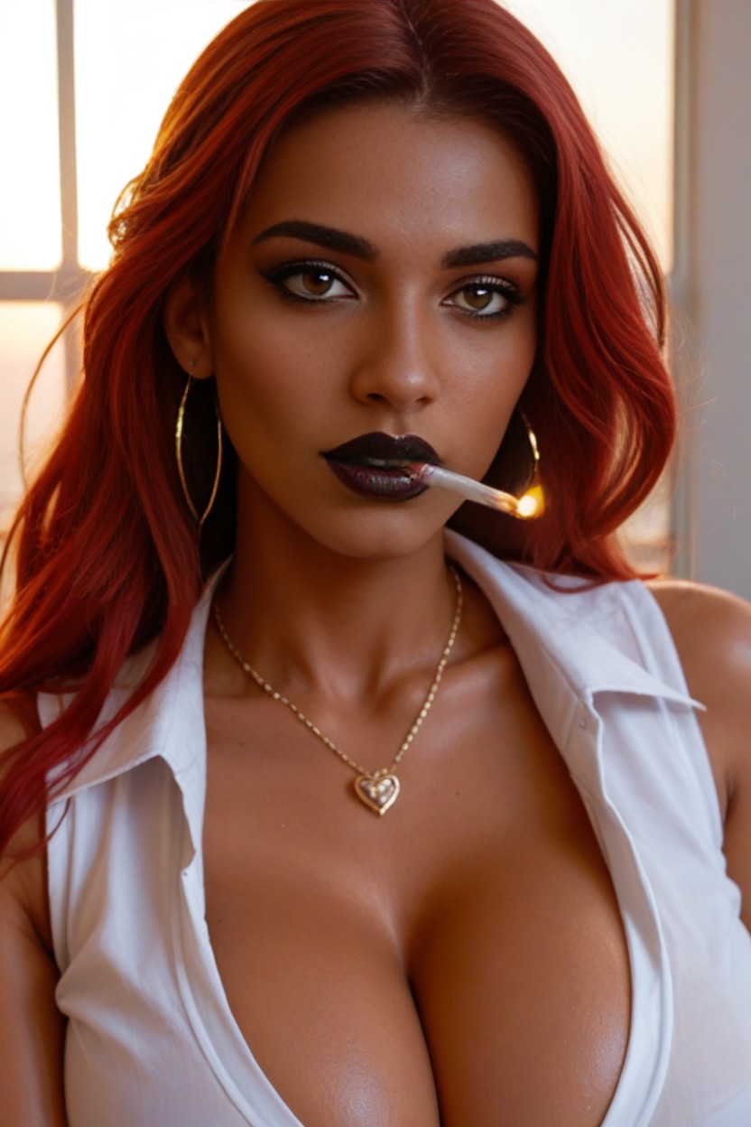 Massive Breasts, No Earrings, Long Straight Hair AI Porn