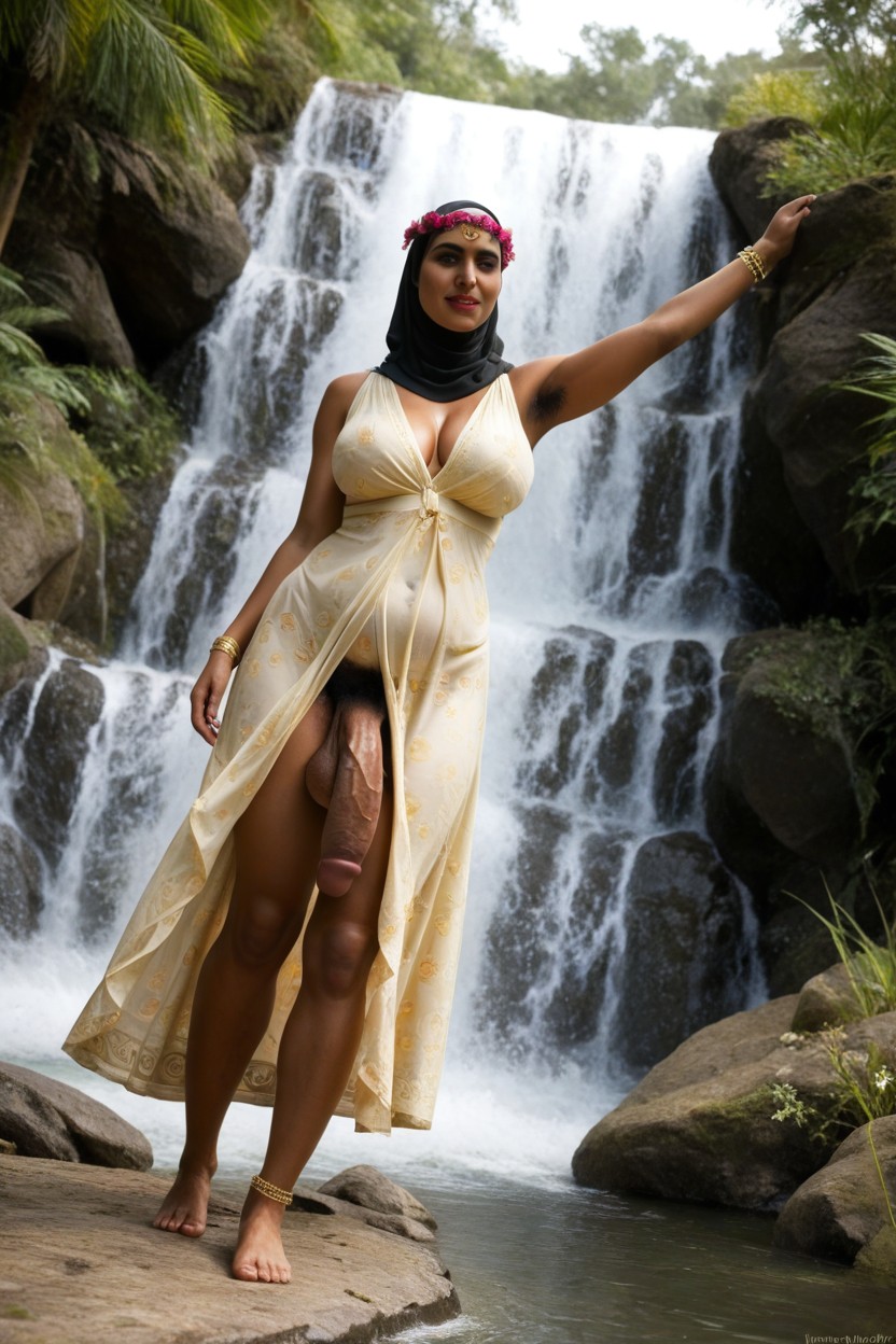Flower Crown, Veiny Cock, African Shemale AI Porn