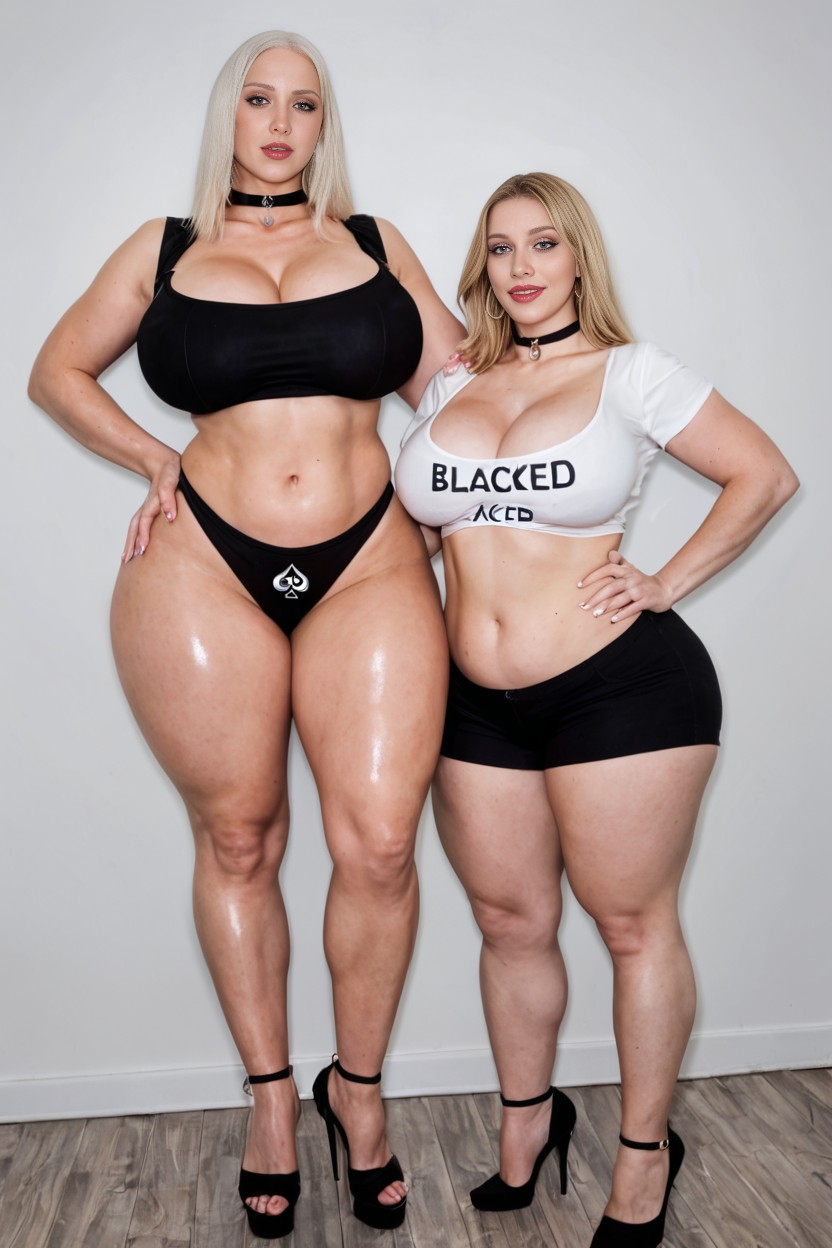 A Tall Dutch Woman With Extremely Pale Skin, Front View, 2 People AI Porn