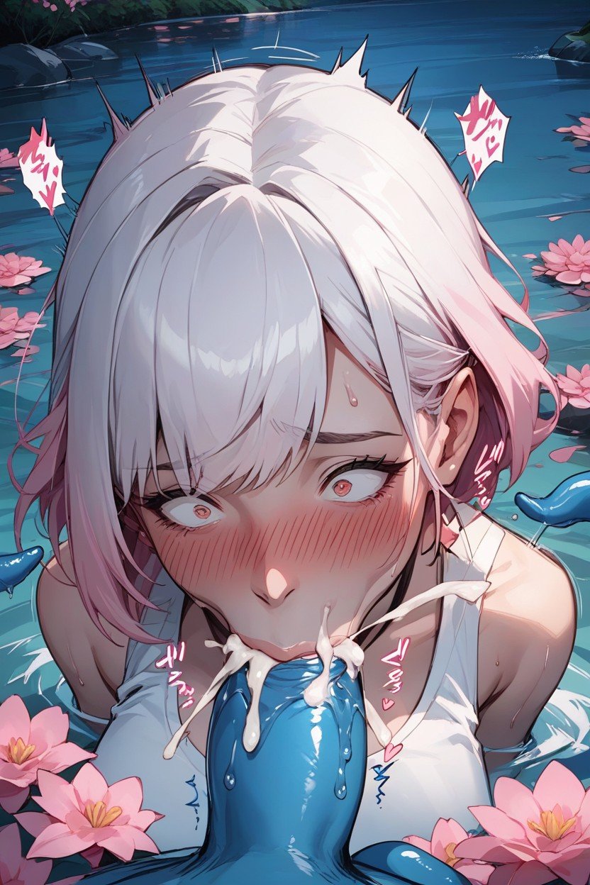 Pale Skin, White Hair, Motion Lines Hentai IA pornografia