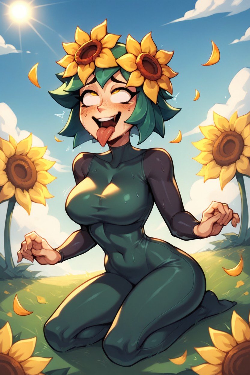 Sunflower Field, Skinny, Kneeling Furry AI Porn