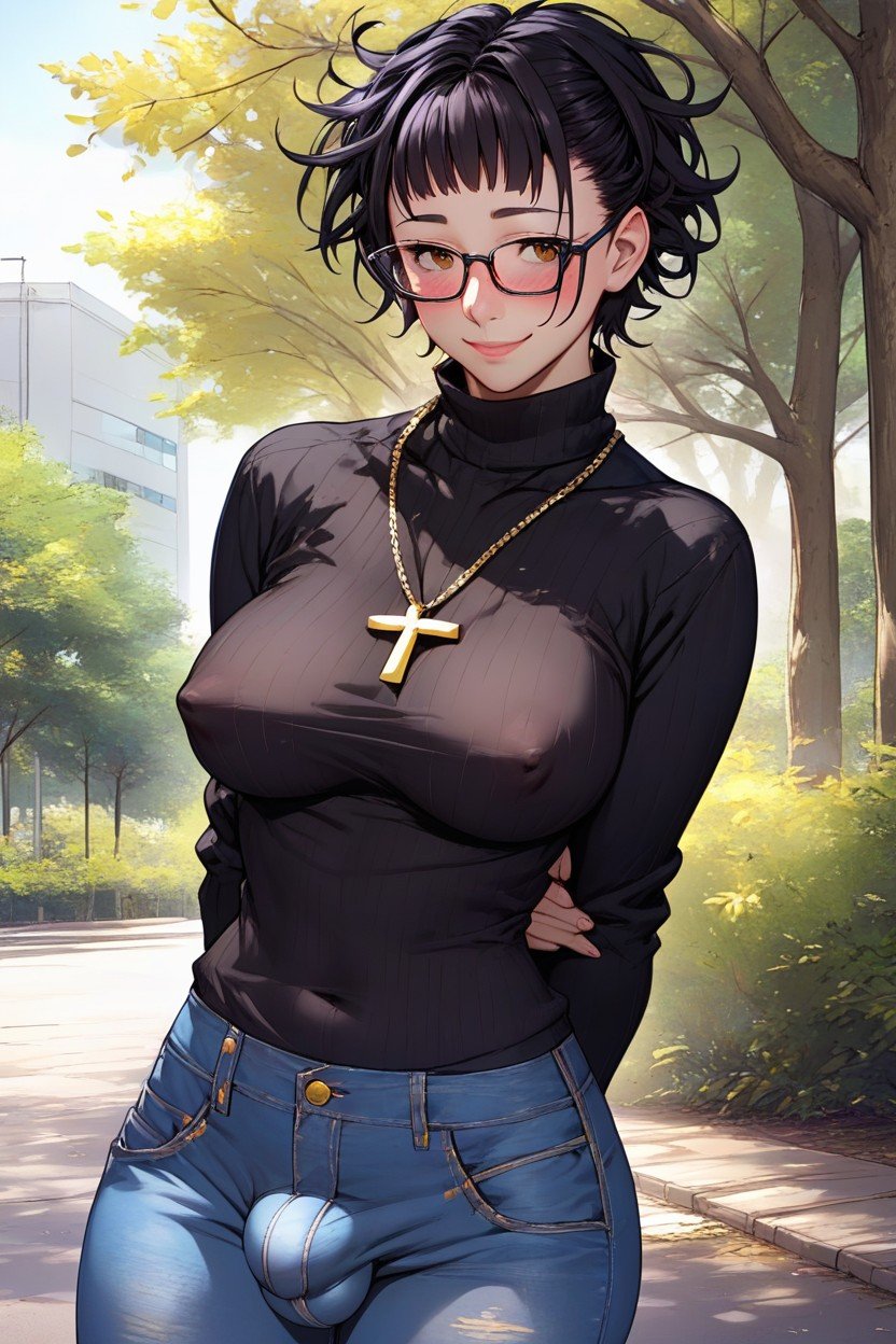 Turtleneck, Anime Style, Brown EyesPorno IA Hentai