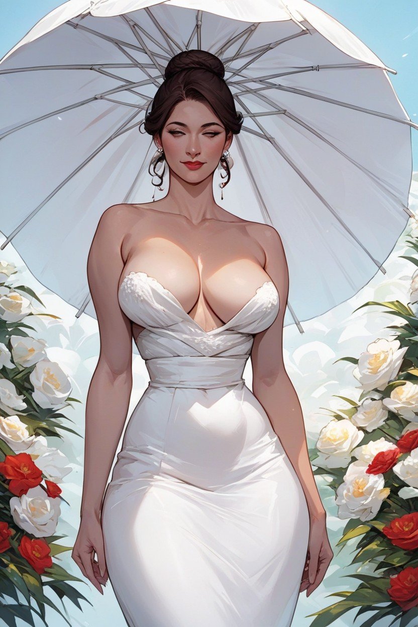 White Dress, 갈색, White Umbrella쉬메일 AI 포르노