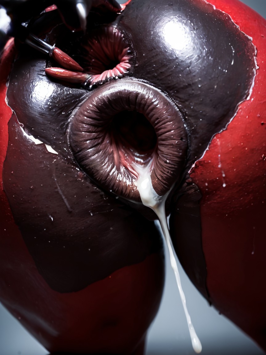 Black Skin, Hemorrhoids, Sharp Spiky Ovipositor Penetrating Anus AI Porn
