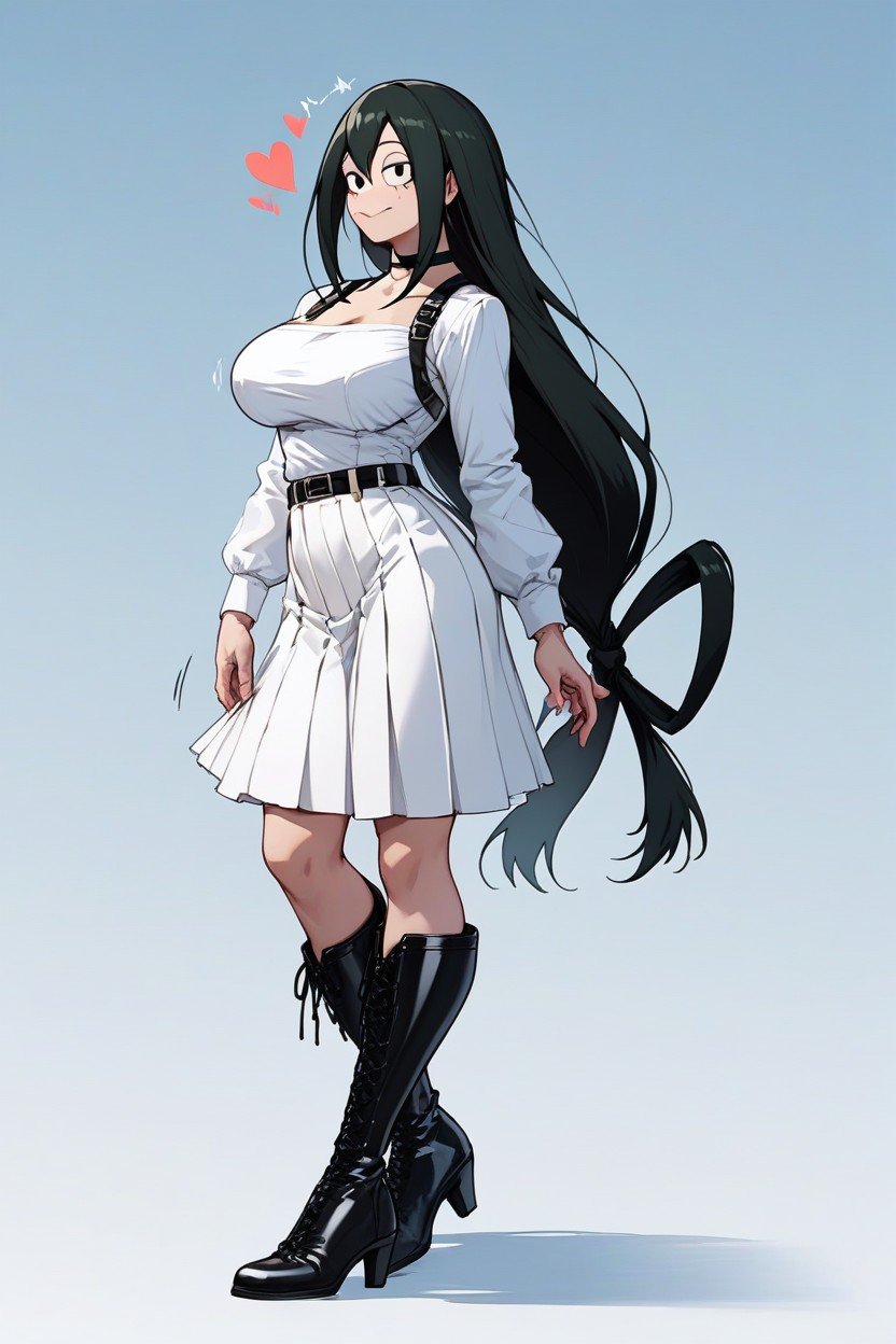 Tsuyu Asui From My Hero Academia, Hearts, Black Highest Long Boots Транссексуалы AI порно