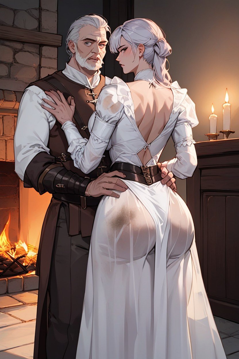 Tall Old Man Fully Clothed Medieval Rich Grabbing Hips, Huge Ass, Grabbing Hips From Behind人妖AI色情