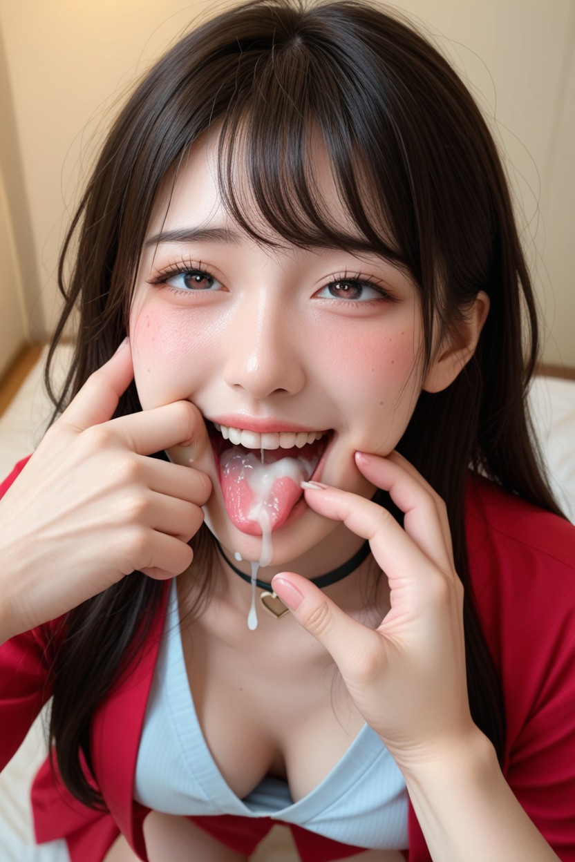 Choker, Messy Hair, Skinny Asian AI Porn
