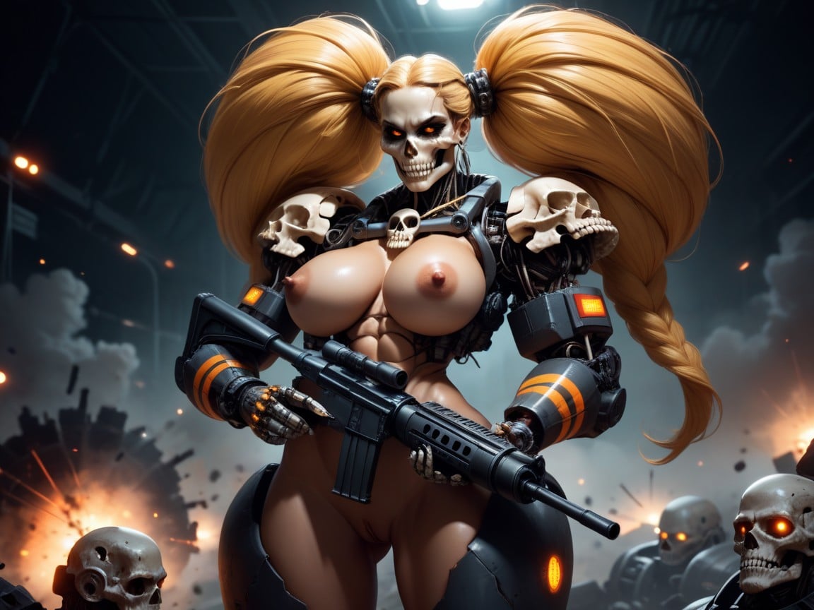 Machine Gun Turret, Skull Machine, Naked Furry AI Porn