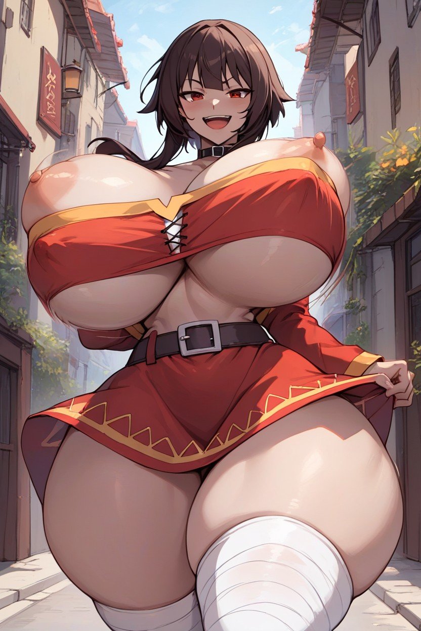 Looking Down At Megumin, Breasts, Teasing Smile Shemale AI Porn