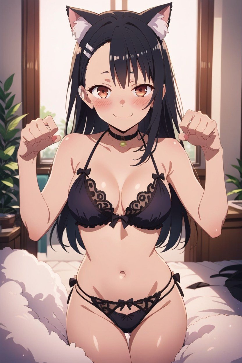 Mischievous (smiling While Blushing), Bedroom, Lingerie Hentai AI Porn