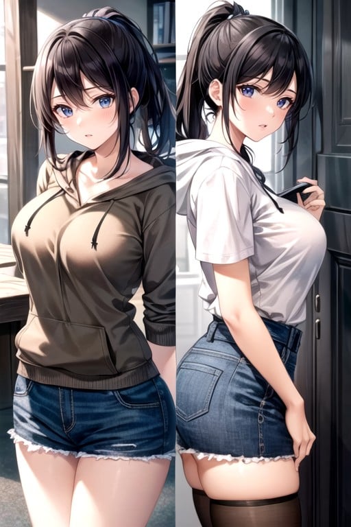 Hoodie, Waist Shot, 18+ Hentai AI Porn