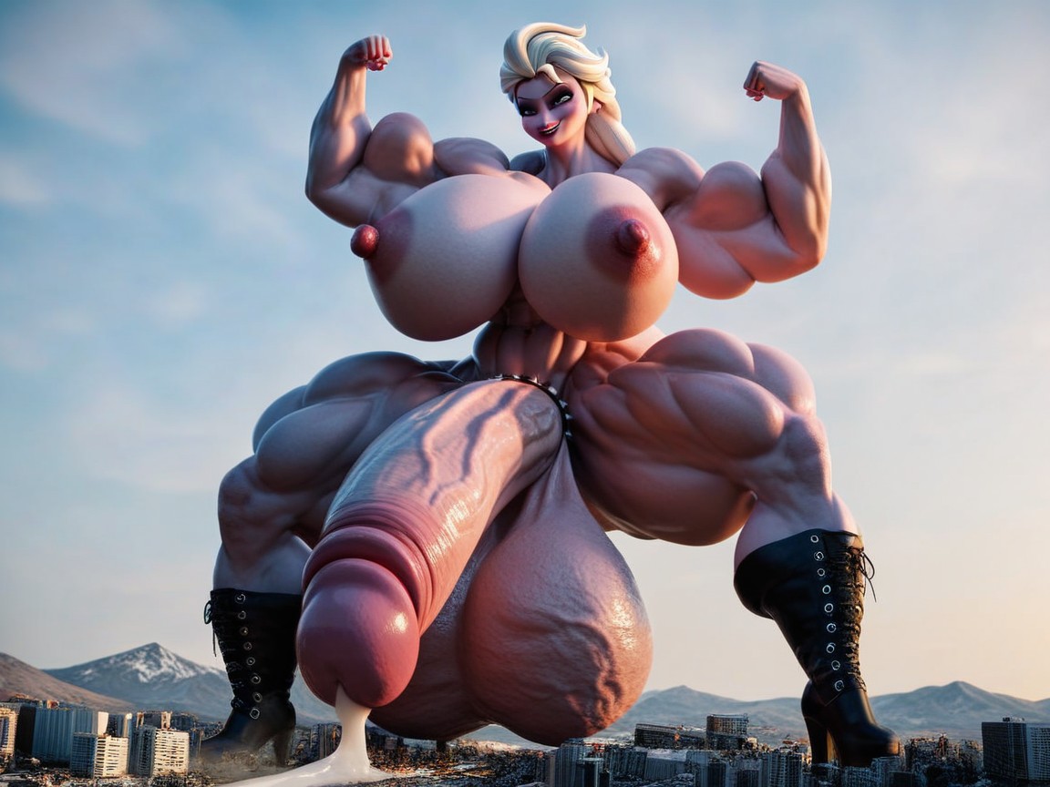 Gigantic Cock, Thick Thighs, Futanari Shemale AI Porn