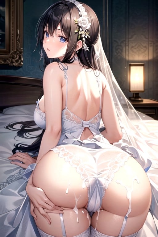 Glory Wall Excessive Cum Cum On Ass After Sex Wedding Dress White LingerieヘンタイAIポルノ