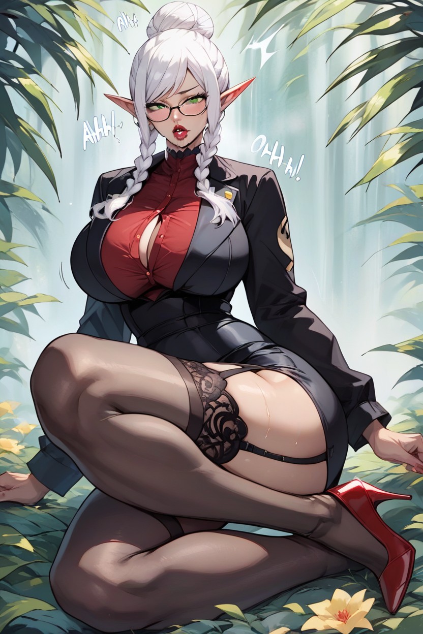 Puffy Breast, Hair Bangs Yellow, Mascara Hentai AI Porn