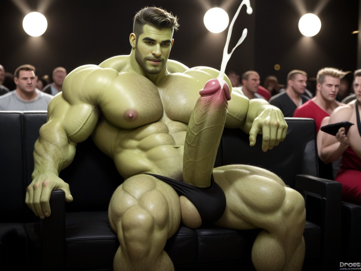 Veiny Muscles, Real Face, Extreme Hyper Green Penis ゲイAIポルノ