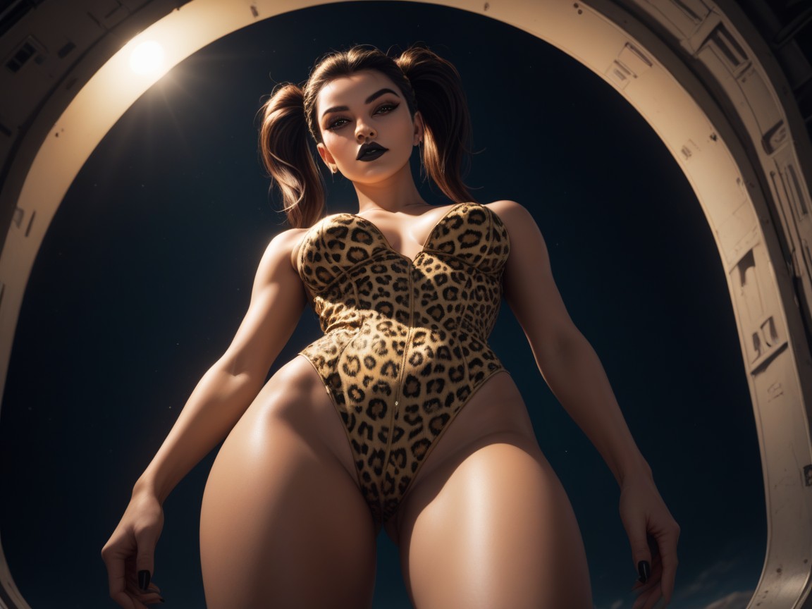 Black Lipstick, Iluminación Tenue, De Abajo Hacia Arriba Porno latina IA